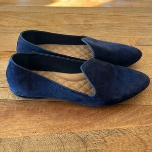 WOMENS BIRDIES THE HERON POINTY TOE NAVY SUEDE SLIPPER LOAFERS FLATS 12